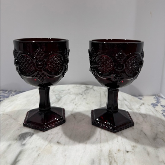 Vintage Avon Dark Red Goblets - Picture 1 of 9